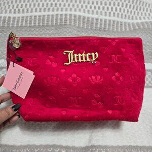 Juicy Couture Red Velour Makeup Bag With Travel Bottle
